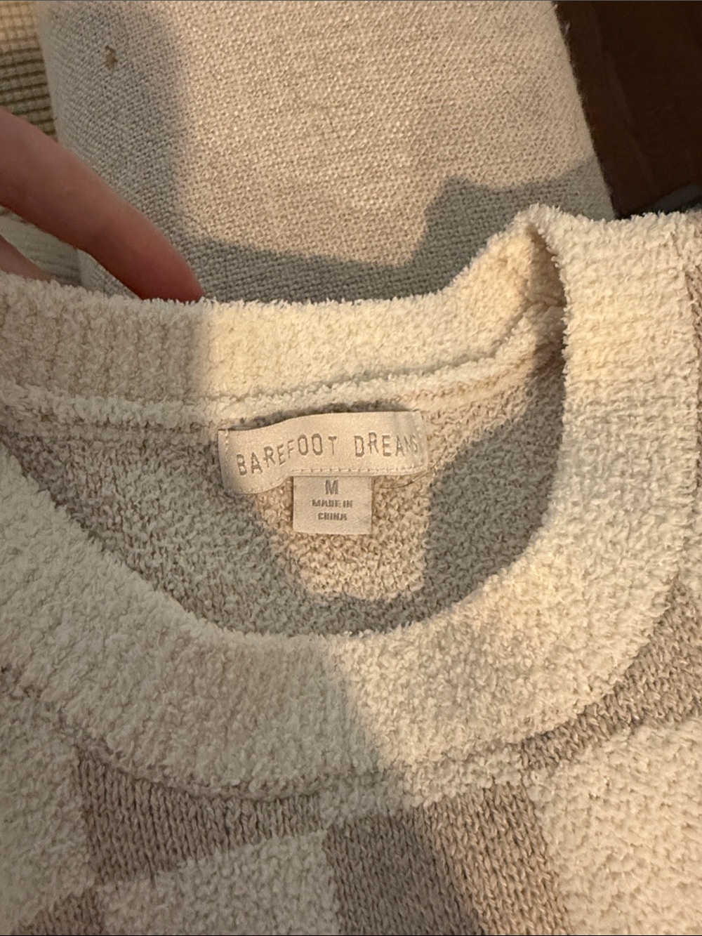 Barefoot Dreams Beige & Cream Checkerboard Knit Lounge Set - Picture 4 of 4